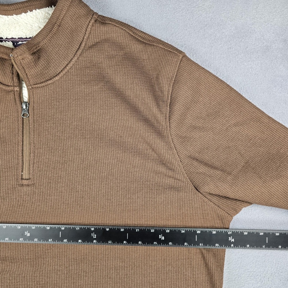 BC Clothing Heritage Sweater Mens 2XL Brown Waffle Knit Sherpa Lined Quarter Zip - Picture 11 of 14